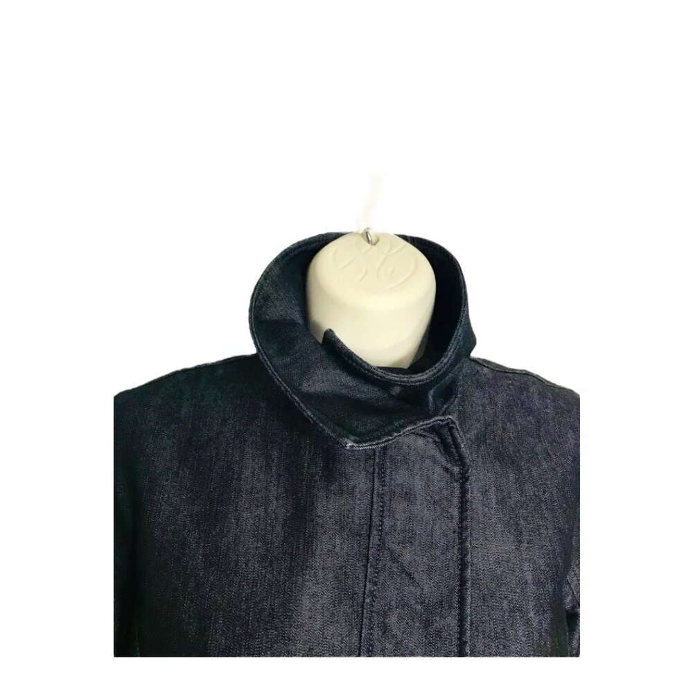 KENNETH COLE NEW YORK JEANS JACKET CROPPED DARK WASH 3/4 SLEEVE FRONT/ZIP - Picture 6 of 11